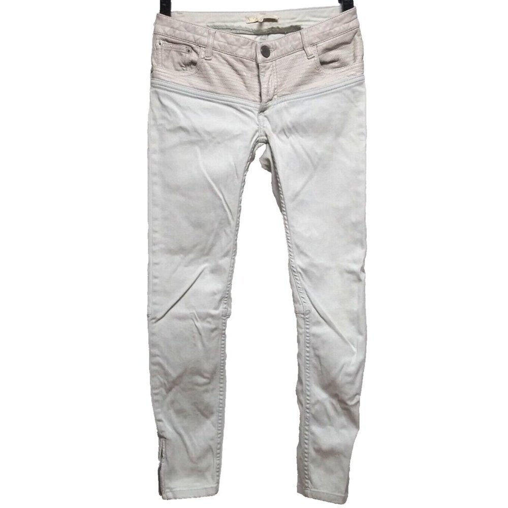 Maje Davari Skinny Jeans Ankle-Zipper stretch IVORY 38 (actual 27x26.5) PU waist